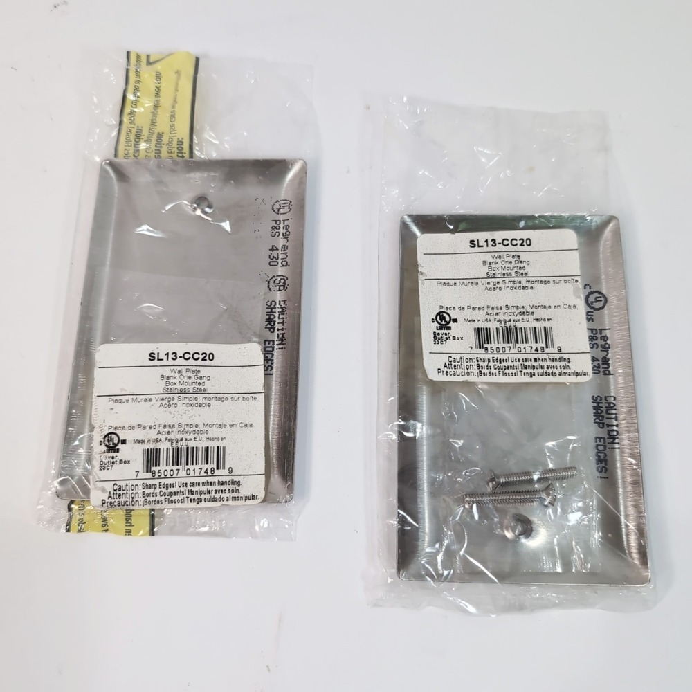 LEGRAND SL13-CC20 / SL13CC20 Wall Plate Outlet Cover Stainless Steel Lot of 2